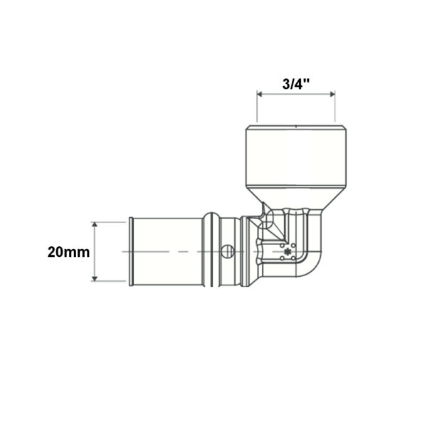 Gomito 90° filettato F 20mm – 3/4”