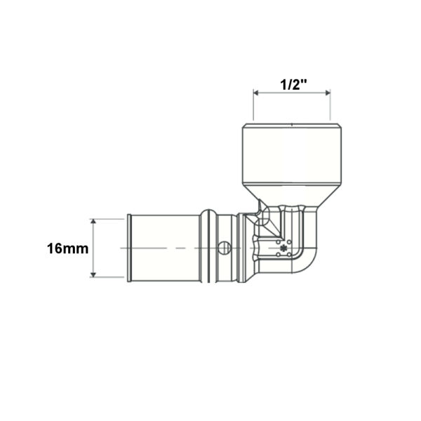 Gomito 90° filettato M 16mm – 1/2”