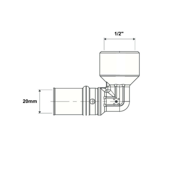 Gomito 90° filettato M 20mm – 1/2” GAS