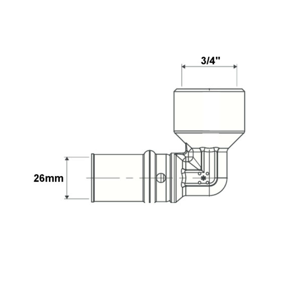 Gomito 90° filettato M 26mm – 3/4”