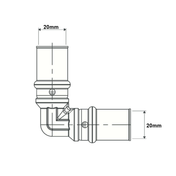 Gomito 90° intermedio 20mm – 20mm GAS