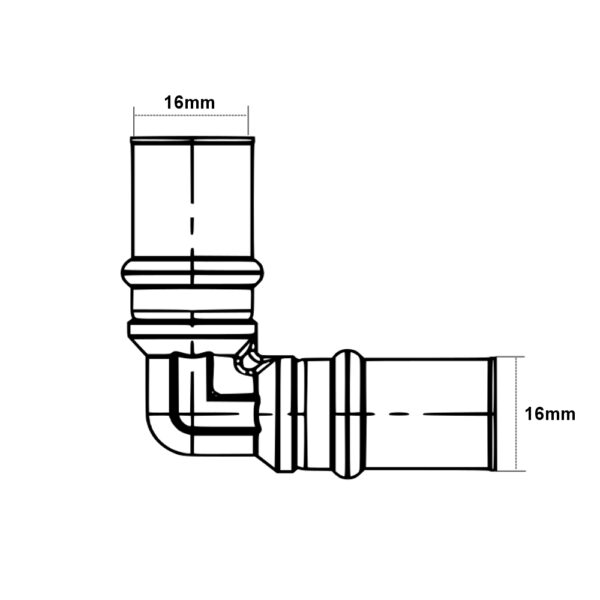 Gomito Trident 90° FF 16mm per multistrato Acqua e Gas