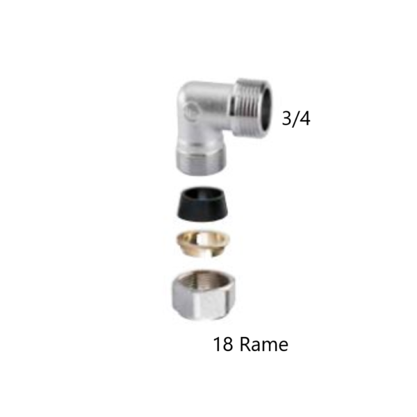 Gomito 90° maschio da 3_4 per Ø18 Rame Arteclima