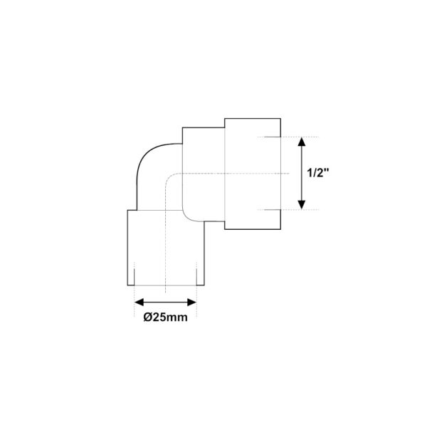 Scheda tecnica Gomito 90° PP-R a saldare FF 1/2"-25mm