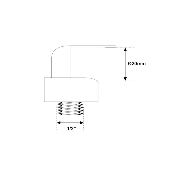 Scheda tecnica gomito filettato 90° a saldare MF 1/2"-20mm