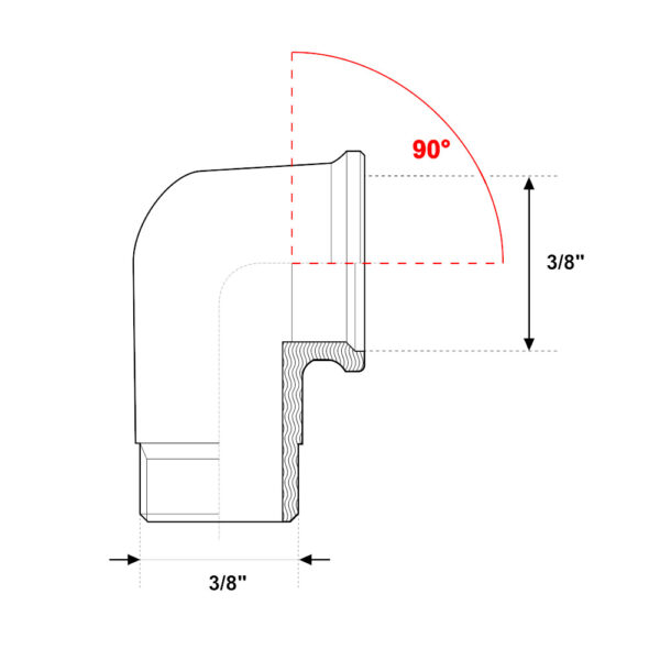 Gomito 90° Filettato MF 3/8″ Ottone Cromato Lucido