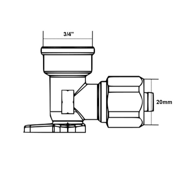 Gomito con flangia filettato F 3/4” – 20mm