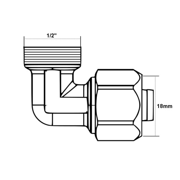 Gomito filettato M 1/2” – 18mm