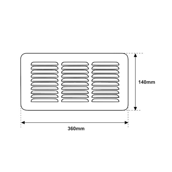 Griglia Di Aerazione In Rame Rettangolare 140mm X 360mm