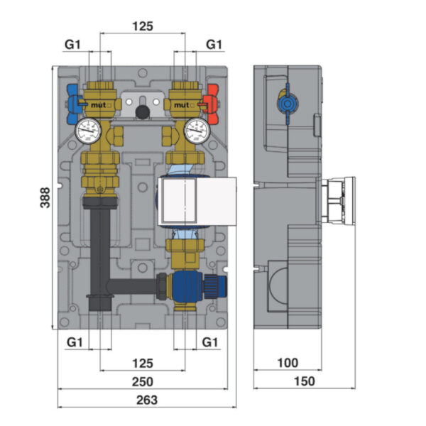 Gruppo di rilancio con valvola miscelatrice 30/60° GRT Mut