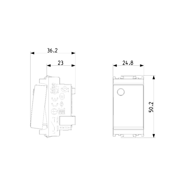 Interruttore 1P 16AX Luminoso Grigio Idea Vimar