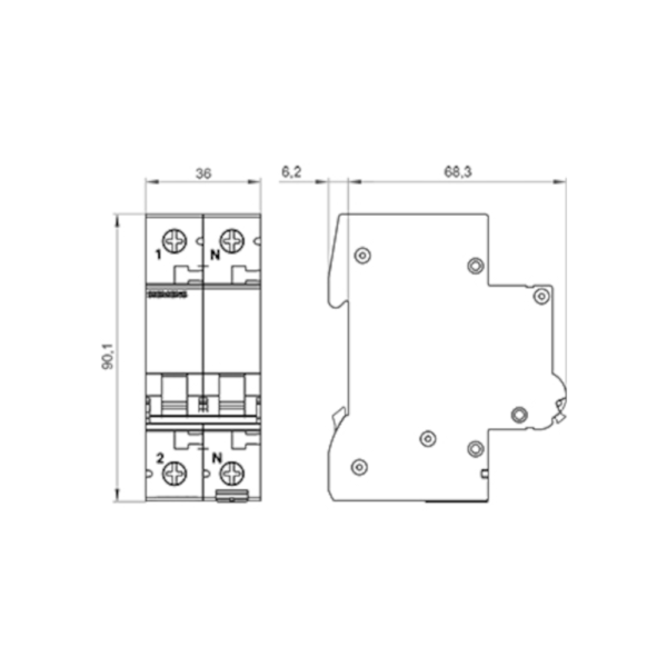 Interruttore Magnetotermico 1P+N C 32A Siemens