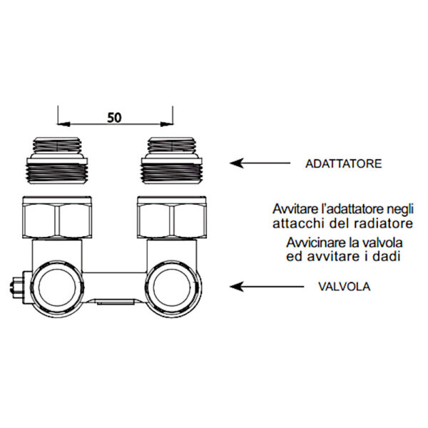 Kit adattatori radiatori a piastra 1/2″ FAR