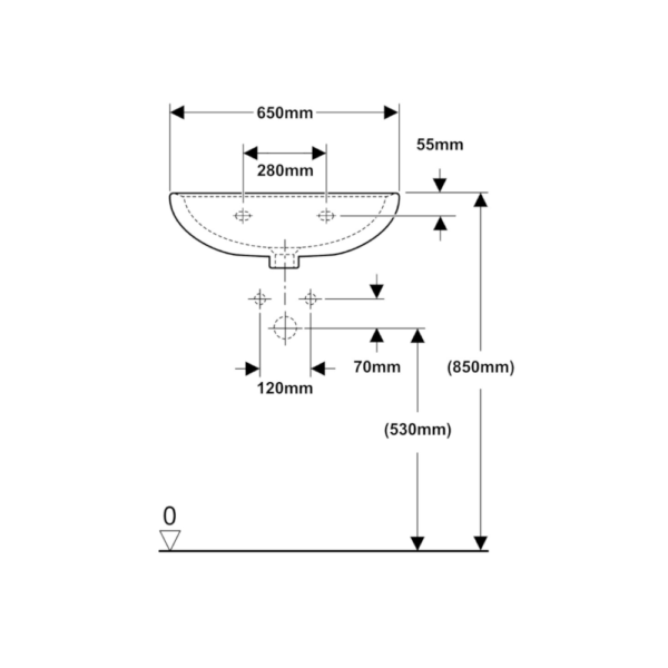 Lavabo GEBERIT Bianco Colibrì 650mm