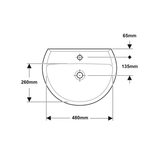 Lavabo GEBERIT Colibrì Bianco 550mm