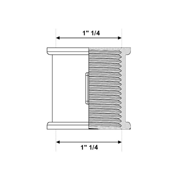 Manicotto Filettato FF 1″ 1/4 Ottone Giallo Pesante