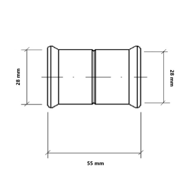 Manicotto a pressare Gas FF Con Battuta 28mm per tubo rame