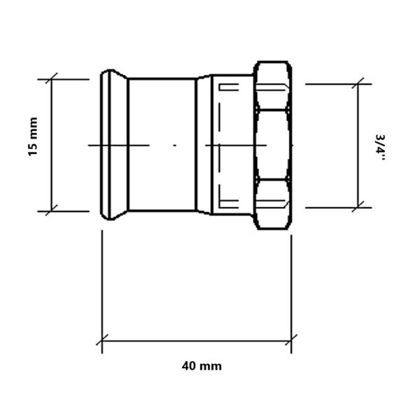 Manicotto a pressare gas per tubo rame FF 3/4″-15mm