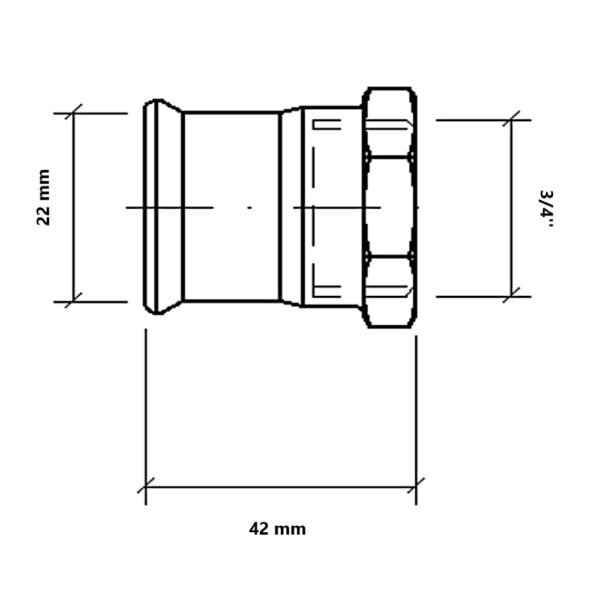 Manicotto a pressare gas per tubo rame FF 3/4″-22mm