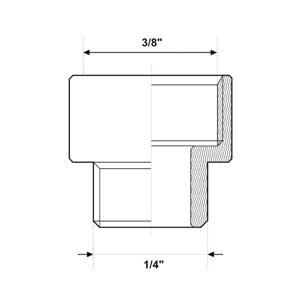 Manicotto Ridotto Filettato MF 3/8″-1/4″ Ottone Giallo Pesante