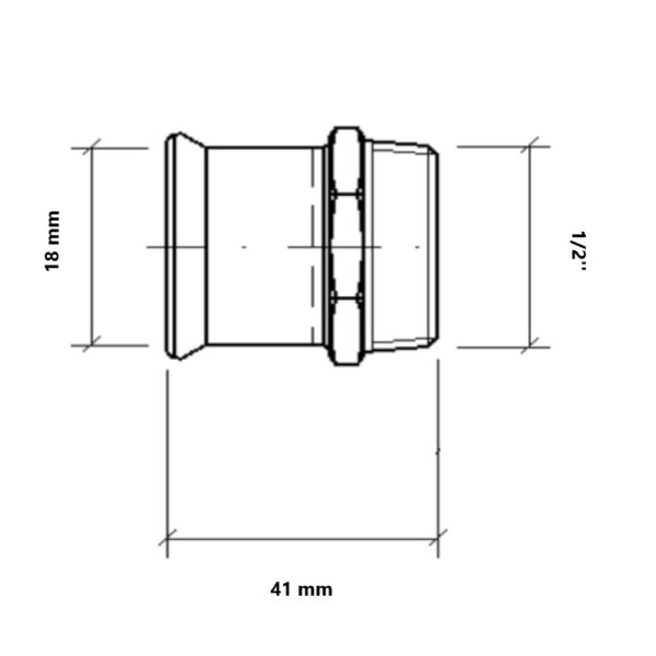 Manicotto a pressare gas per tubo rame MF 1/2″-18mm