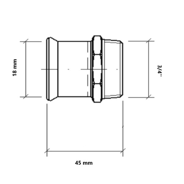 Manicotto a pressare gas per tubo rame MF 3/4″-18mm