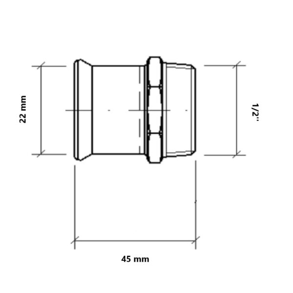 Manicotto a pressare gas per tubo rame MF 1/2″-22mm