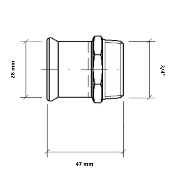 Manicotto a pressare gas per tubo rame MF 3/4″-28mm