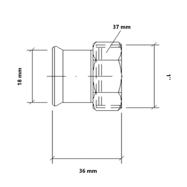 Mezzo Bocchettone a pressare gas per tubo rame FF 1”-18mm