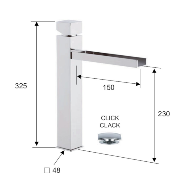 Miscelatore lavabo Cube Waterfall Daniel con bocca a cascata