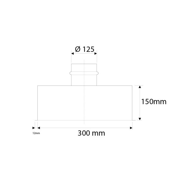 Plenum PBZ1 per bocchetta mandata 300×150 tubo Ø 125 mm