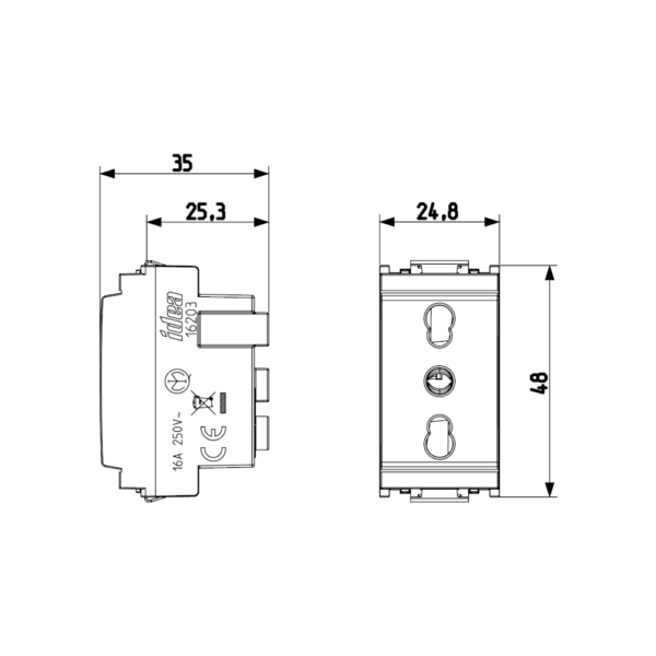 Presa 2P+T 16A P17-11 Grigio Idea Vimar