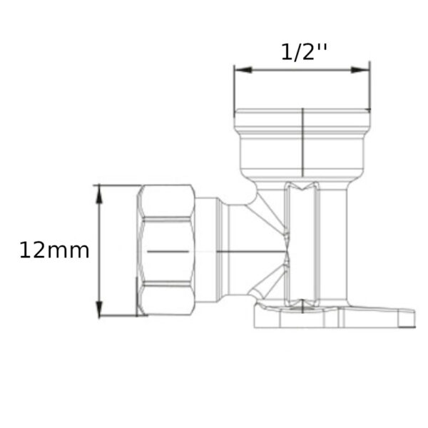 Gomito a stringere per tubo rame con flangia F 1/2” F 12mm