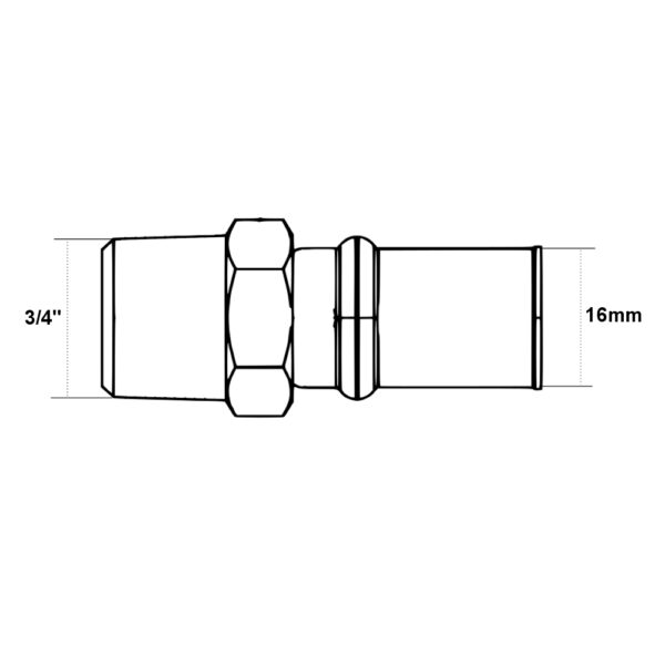 Raccordo Trident filettato M 16mm – 3/4″ per multistrato Acqua / Gas