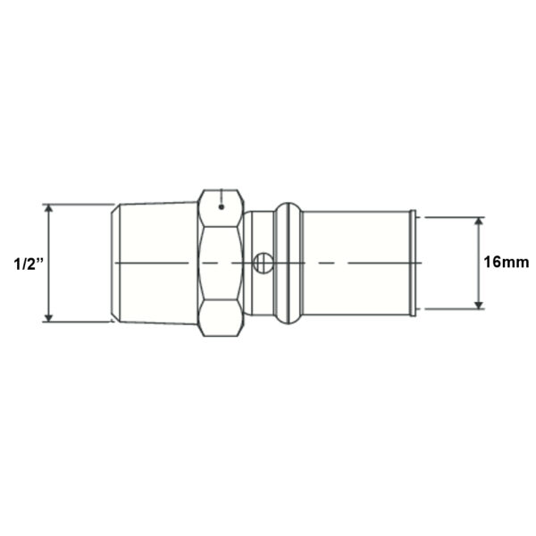 Raccordo Filettato M 16mm – 1/2” GAS