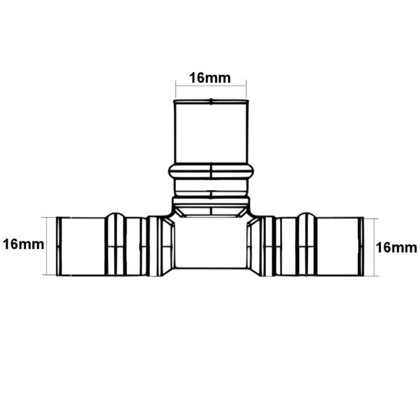 Raccordo Tes Trident  FFF 16mm per multistrato Acqua e Gas