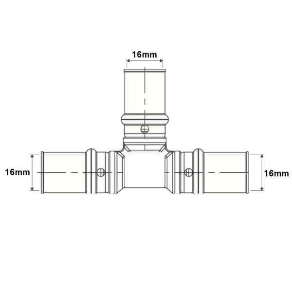 Raccordo Tes 16mm – 16mm – 16mm GAS