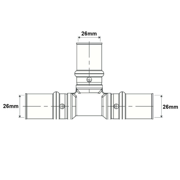 Raccordo Tes 26mm – 26mm – 26mm GAS