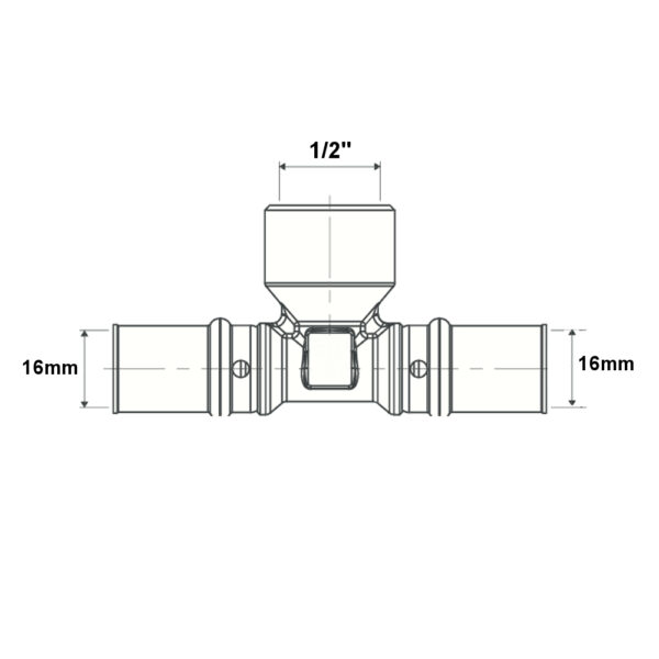 Raccordo Tes Filettata 16mm – 1/2” – 16mm GAS