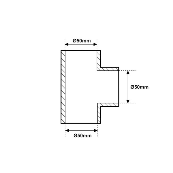 Raccordo a T in PVC da incollaggio Ø50mm