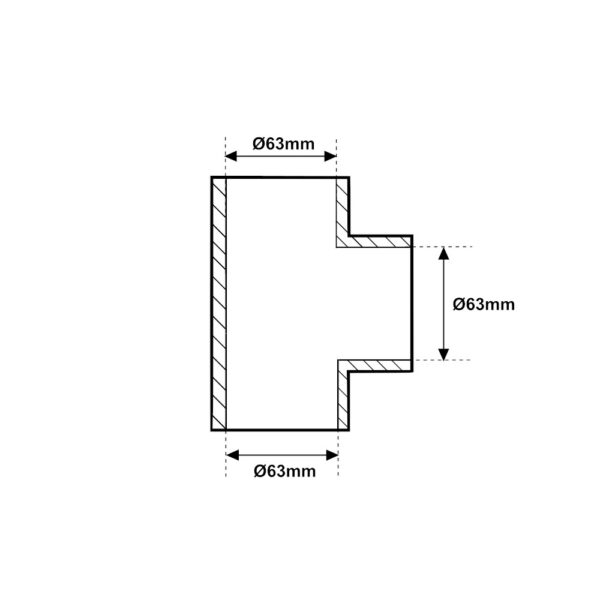 Raccordo a T in PVC da incollaggio Ø63mm