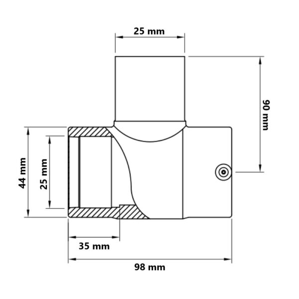 Raccordo a tee Ø25 elettrosaldabile acqua e gas Fusion