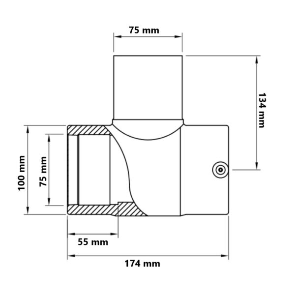 Raccordo a tee Ø75 elettrosaldabile acqua e gas Fusion