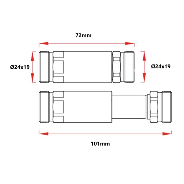 Raccordo di riparazione allungabile simplyfar 24×19 cromato