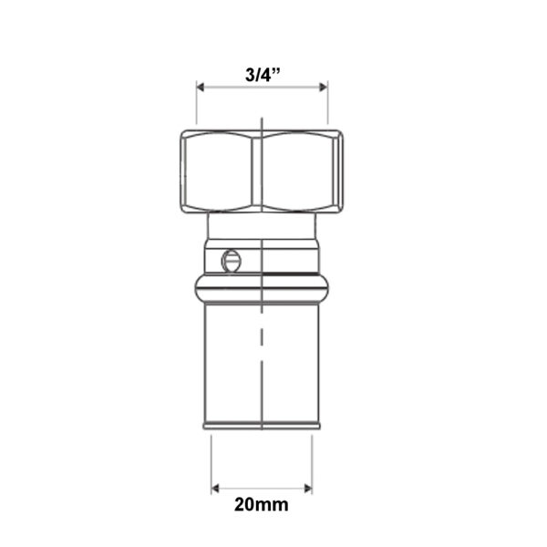 Raccordo con girello filettato F 20mm – 3/4” GAS