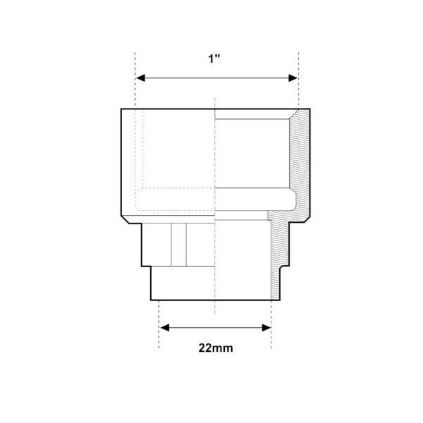 Raccordo dritto FF 1″ – 22mm in bronzo