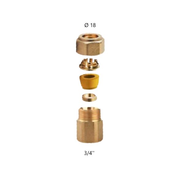 Raccordo dritto Gas femmina 3/4” × Ø 18 Rame Arteclima