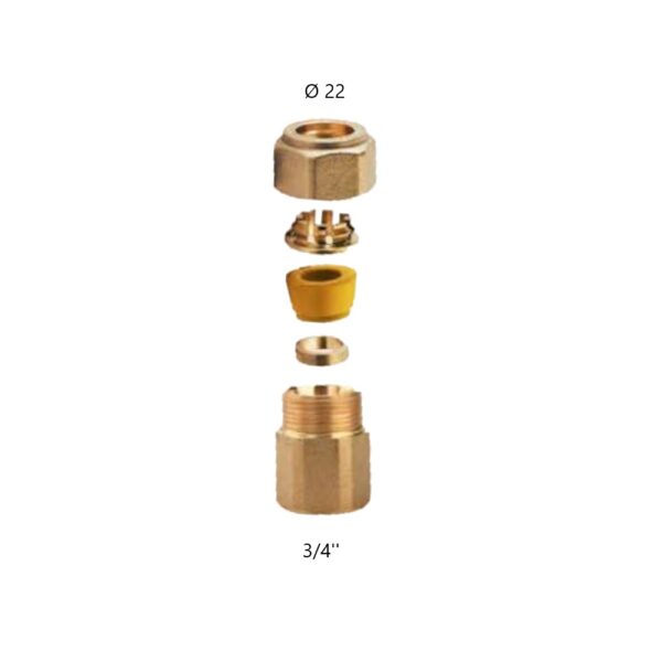 Raccordo dritto Gas femmina 3/4” × Ø 22 Rame Arteclima