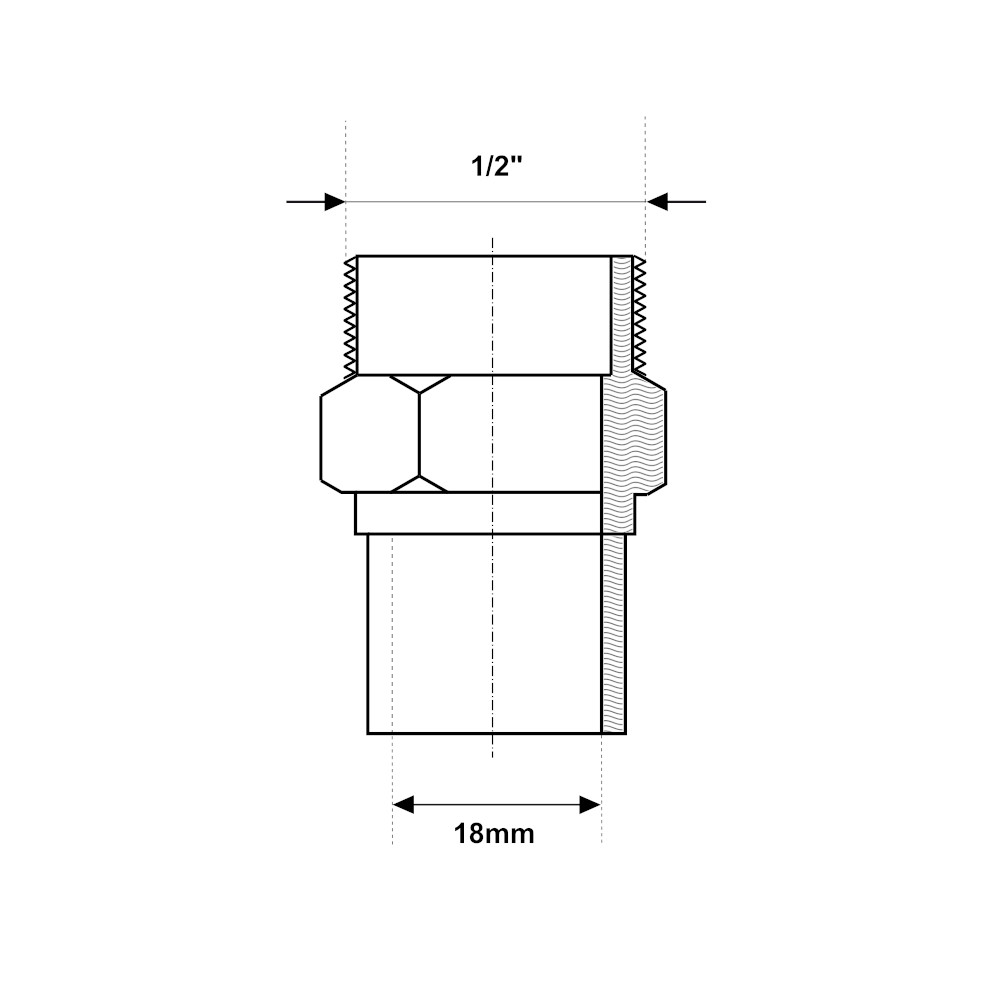 Raccordo filettato M 18mm – 1/2” - D'Alessandris