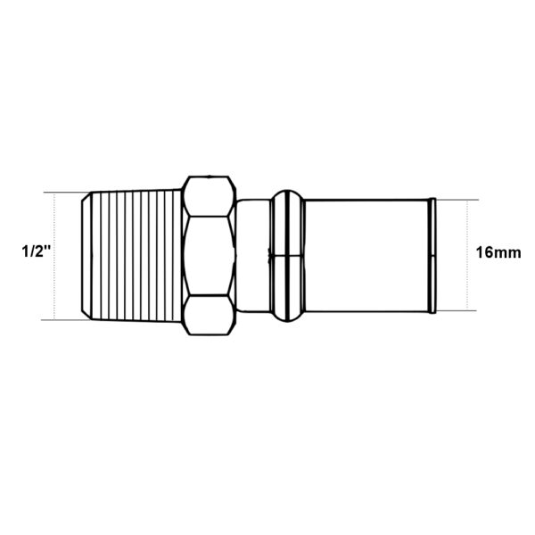 Raccordo Trident filettato M 16mm – 1/2″ per multistrato Acqua / Gas